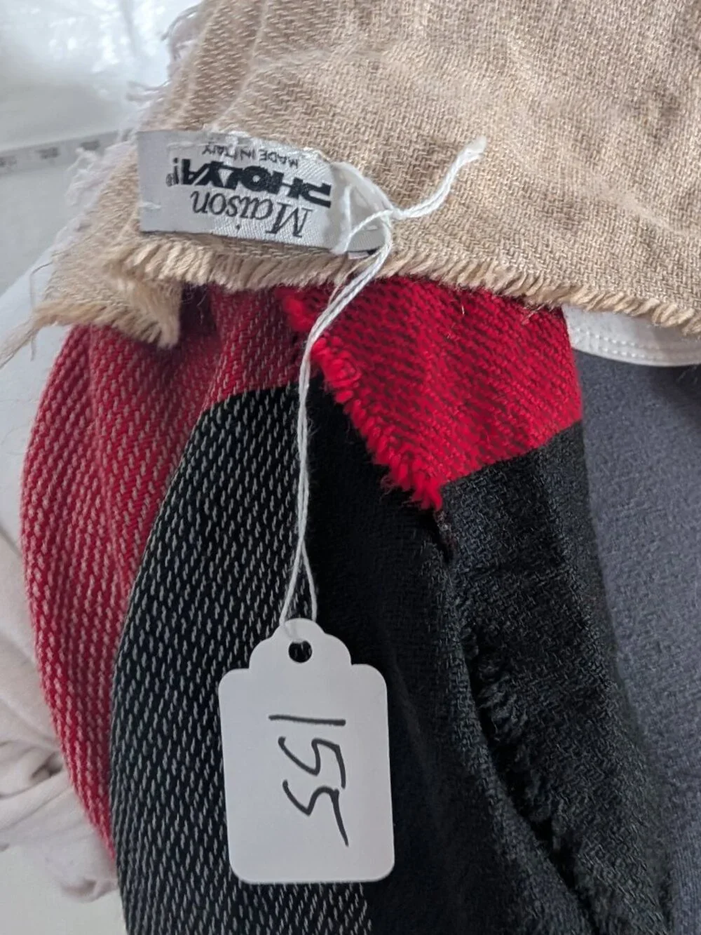 Maison PHOLYA! Colorblock Lightweight Wrap Scarf Burgundy Beige Gray Black